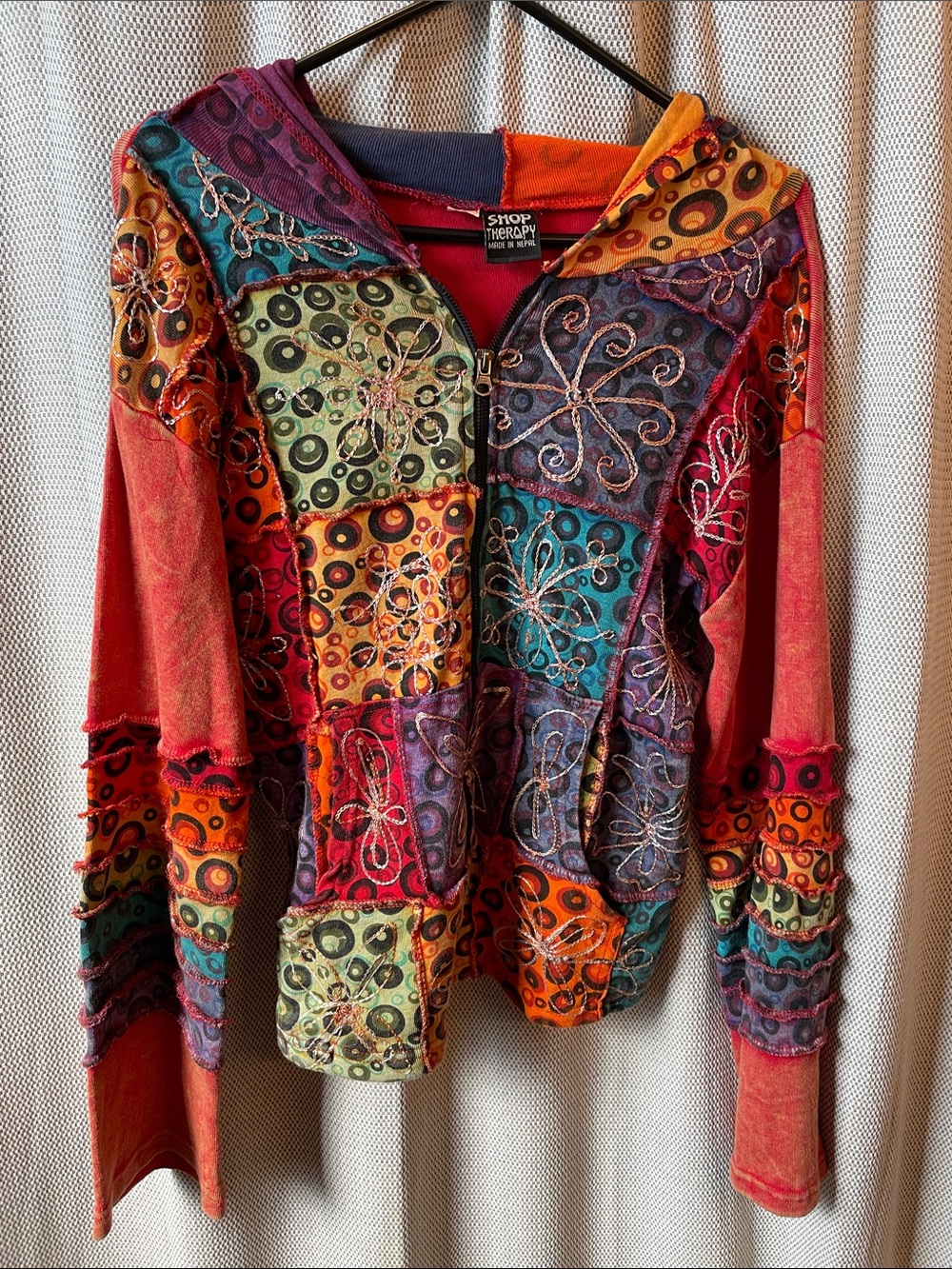 Shop Therapy Women's Multicolor Patchwork Hoodie Jacket